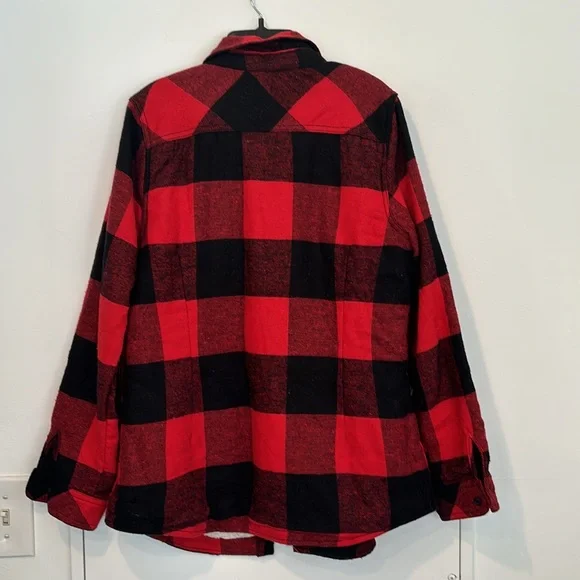 CI Sono Women’s Red and Black Plaid Fleece Lined Shirt Jacket - size Large - Picture 4 of 4
